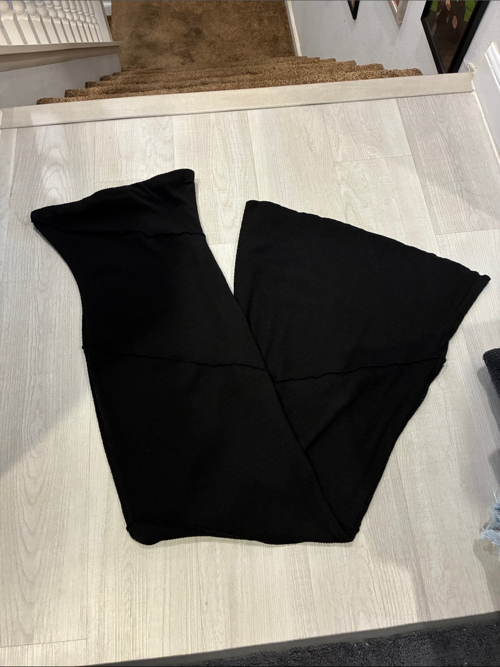 Princess Polly Black Ribbed Maxi Skirt